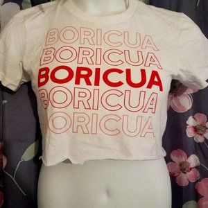 LAST CHANCE! Cropped "Boricua" Print Baby Tee